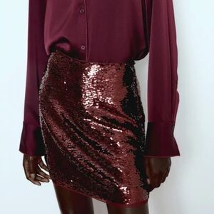 Maroon Sequin Skirt